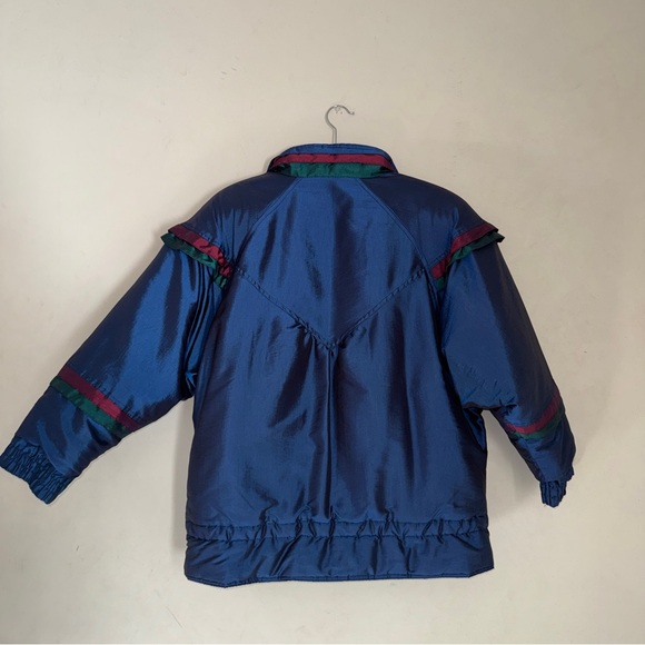 Vintage 90s Blue G4000 Metallic Ski Coat Jacket Women S - Picture 6 of 8